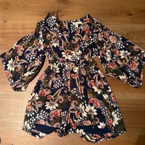 Floral Patterned Romper with Bell Sleeves size small